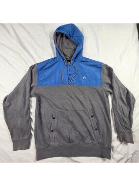 Volcom Infinite Potential Mens Hoodie Size Large Gray Blue Pullover Casual Warm